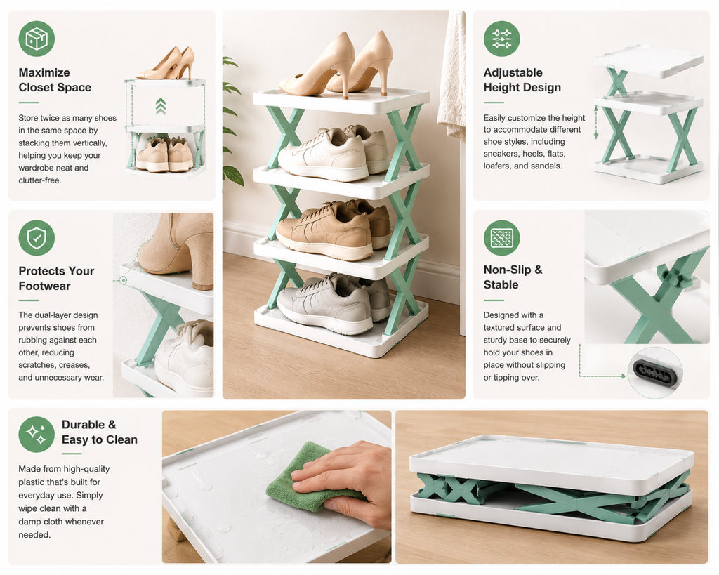 Adjustable Shoe Stand Organizer