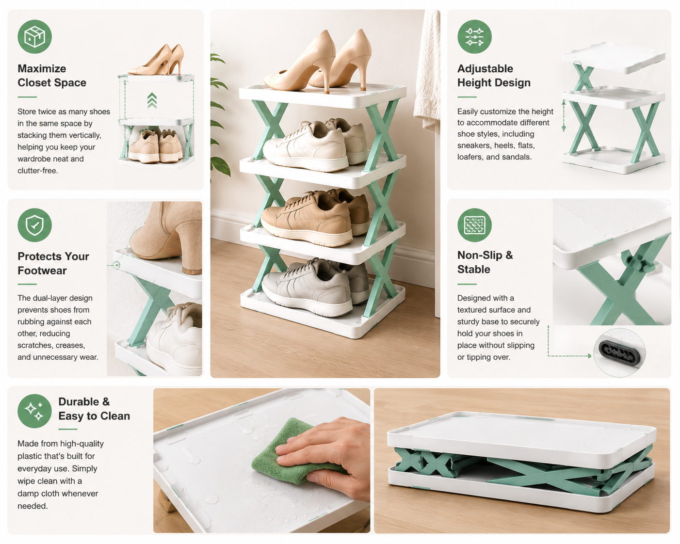 Adjustable Shoe Stand Organizer