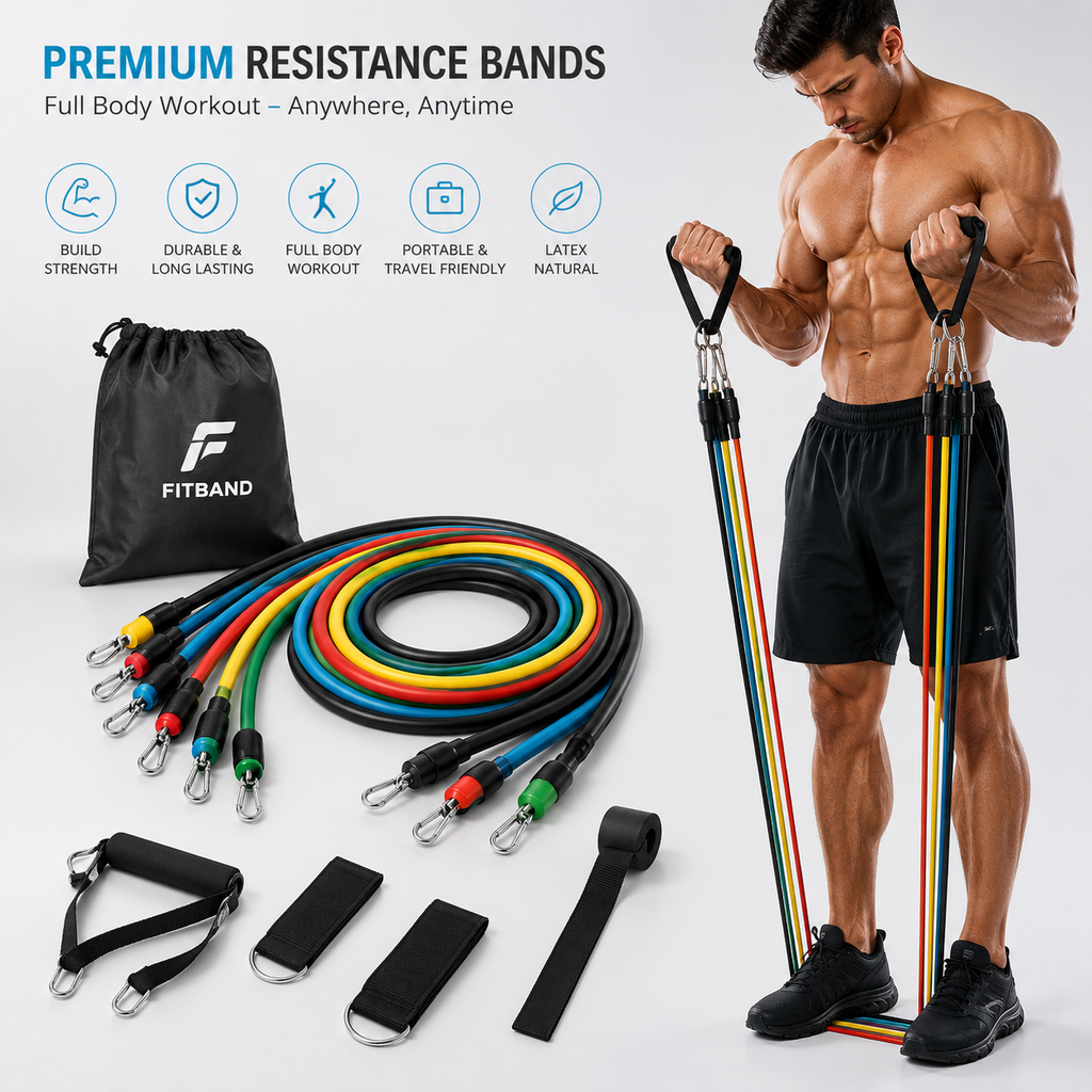 11 In 1 Exercise Bands Resistance Bands Set for Workingout Door Fitness Gym Resistance Bands Kit