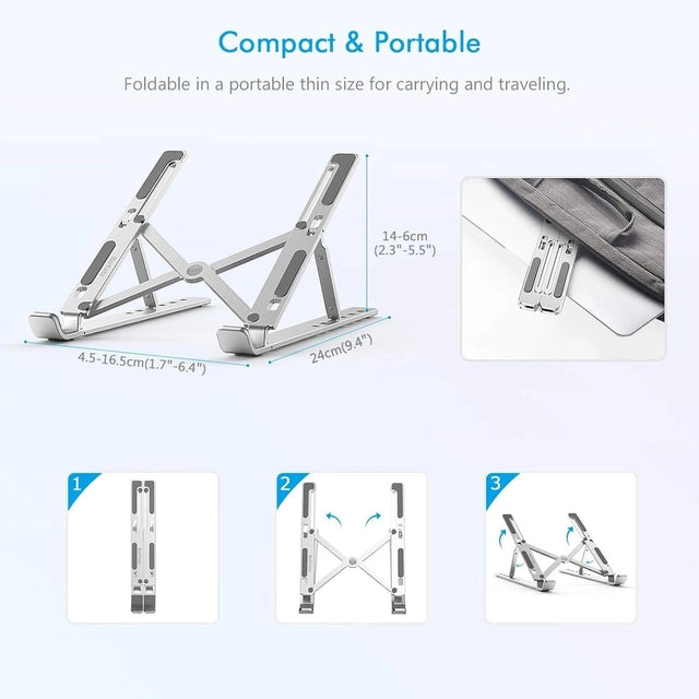 Foldable aluminum laptop stand