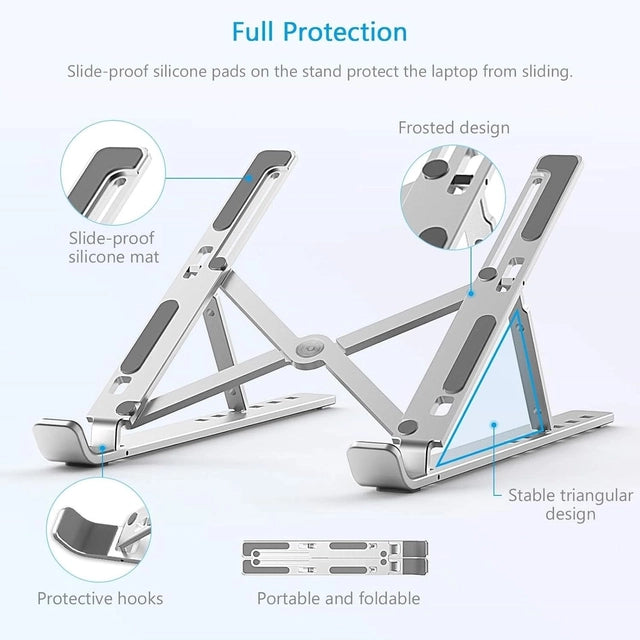 Foldable aluminum laptop stand